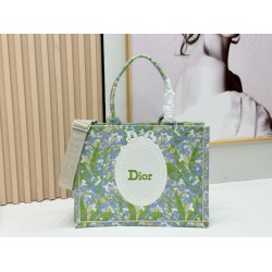 Mirror Quality Replica Dior Book Tote Small/Medium/Large with Lily of the Valley Pattern in Green Clone