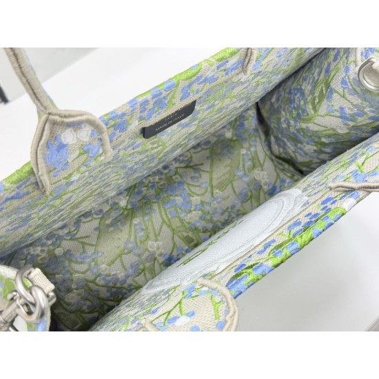 Luxury Replica Dior Book Tote Small/Medium/Large with Lily of the Valley Pattern in Green Knockoff Mirror Quality Replica Dior Book Tote Small/Medium/Large with Lily of the Valley Pattern in Green Clone