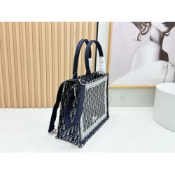 Mirror Quality Replica Dior Book Tote Bag with Embroidery and White Lace Frame in Black Clone