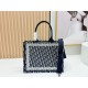 Luxury Replica Dior Book Tote Bag with Embroidery and White Lace Frame in Black Knockoff Mirror Quality Replica Dior Book Tote Bag with Embroidery and White Lace Frame in Black Clone