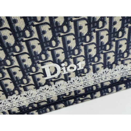 Luxury Replica Dior Book Tote Bag with Embroidery and White Lace Frame in Black Knockoff Mirror Quality Replica Dior Book Tote Bag with Embroidery and White Lace Frame in Black Clone