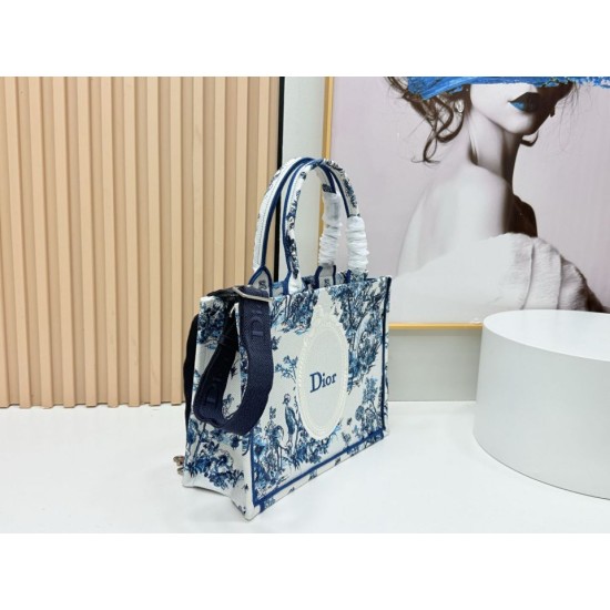 Mirror Quality Replica Dior Book Tote Small/Medium/Large with Toile de Jouy Embroidery in Blue/White Clone