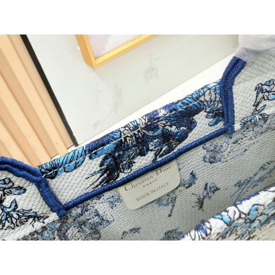 Mirror Quality Replica Dior Book Tote Small/Medium/Large with Toile de Jouy Embroidery in Blue/White Clone