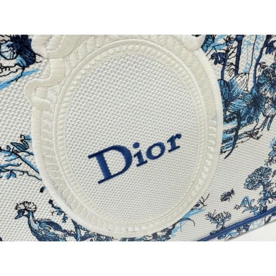 Mirror Quality Replica Dior Book Tote Small/Medium/Large with Toile de Jouy Embroidery in Blue/White Clone