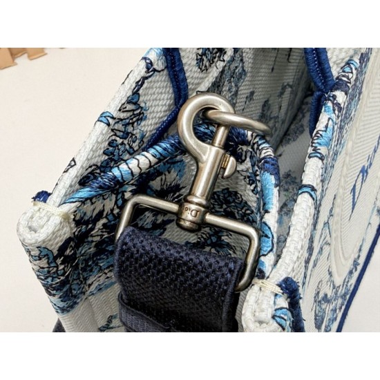 Mirror Quality Replica Dior Book Tote Small/Medium/Large with Toile de Jouy Embroidery in Blue/White Clone