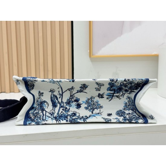 Mirror Quality Replica Dior Book Tote Small/Medium/Large with Toile de Jouy Embroidery in Blue/White Clone
