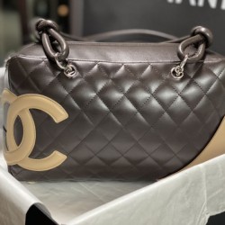 Mirror Quality Replica Chanel Cambon Line Bowling Bag Coffee Clone