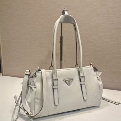 Mirror Quality Replica Prada Bonne Top Handle Bag 1BG628 White Clone