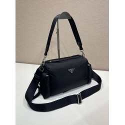 Mirror Quality Replica Prada Men's Nylon/Saffiano Crossbody Bag Black Clone