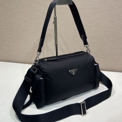 Mirror Quality Replica Prada Men's Nylon/Saffiano Crossbody Bag Black Clone