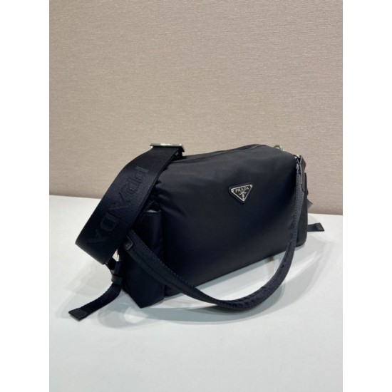 Mirror Quality Replica Prada Men's Nylon/Saffiano Crossbody Bag Black Clone