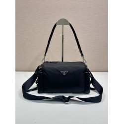 Mirror Quality Replica Prada Men's Nylon/Saffiano Crossbody Bag Black Clone