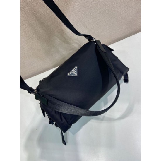 Mirror Quality Replica Prada Men's Nylon/Saffiano Crossbody Bag Black Clone