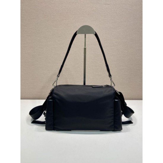 Mirror Quality Replica Prada Men's Nylon/Saffiano Crossbody Bag Black Clone