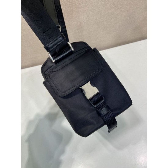 Mirror Quality Replica Prada Men's Nylon/Saffiano Crossbody Bag Black Clone