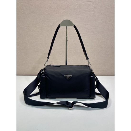 Mirror Quality Replica Prada Men's Nylon/Saffiano Crossbody Bag Black Clone