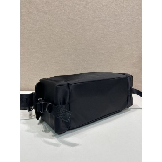 Mirror Quality Replica Prada Men's Nylon/Saffiano Crossbody Bag Black Clone