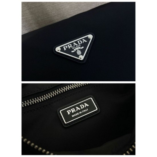 Mirror Quality Replica Prada Men's Nylon/Saffiano Crossbody Bag Black Clone