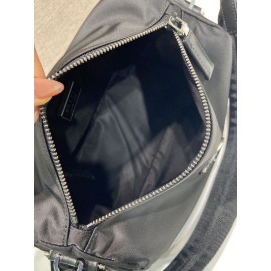Mirror Quality Replica Prada Men's Nylon/Saffiano Crossbody Bag Black Clone