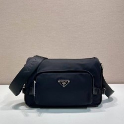 Mirror Quality Replica Prada Men's Nylon/Saffiano Crossbody Bag 2VH192 Black Clone