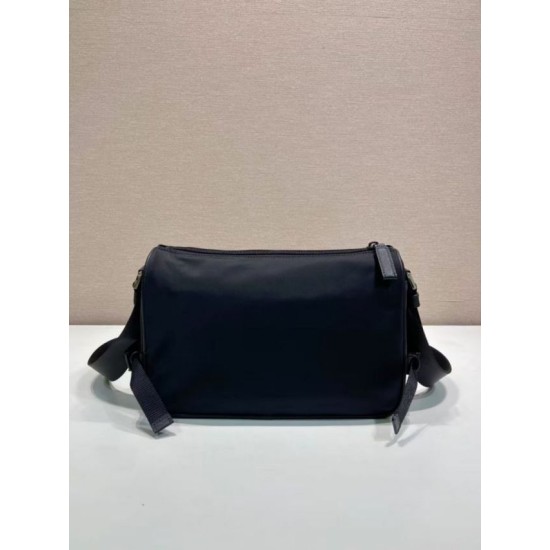 Mirror Quality Replica Prada Men's Nylon/Saffiano Crossbody Bag 2VH192 Black Clone