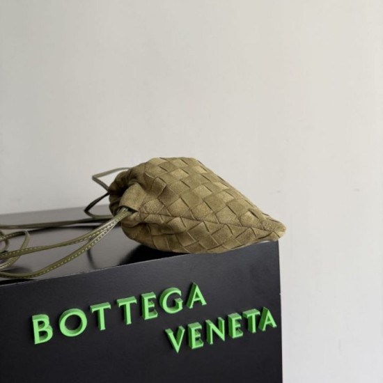 Mirror Quality Replica Bottega Veneta Intrecciato Suede Dustbag in Olive Green Clone