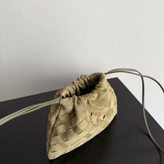 Mirror Quality Replica Bottega Veneta Intrecciato Suede Dustbag in Olive Green Clone