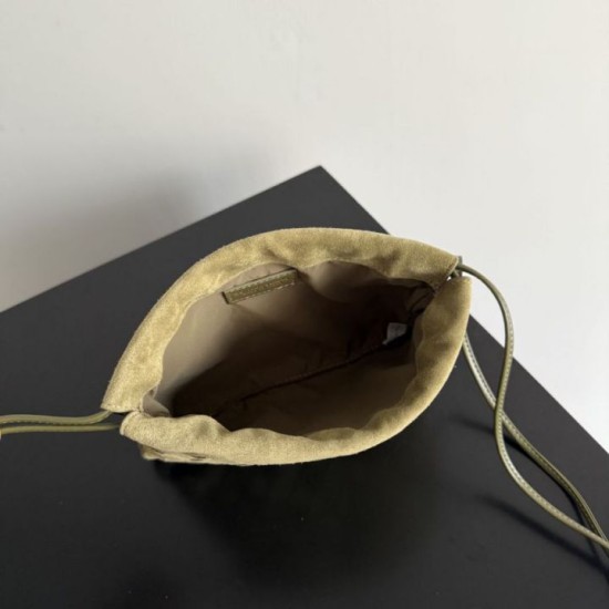 Mirror Quality Replica Bottega Veneta Intrecciato Suede Dustbag in Olive Green Clone