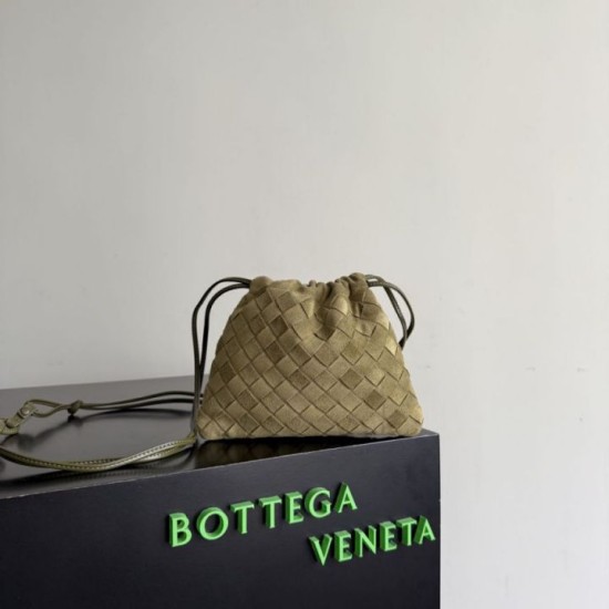Mirror Quality Replica Bottega Veneta Intrecciato Suede Dustbag in Olive Green Clone