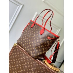 Mirror Quality Replica LV Monogram Inside Out Neverfull MM Shoulder Bag M12708 Red Clone