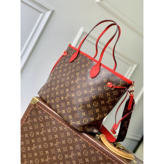 Luxury Replica LV Monogram Inside Out Neverfull MM Shoulder Bag M12708 Red Knockoff Mirror Quality Replica LV Monogram Inside Out Neverfull MM Shoulder Bag M12708 Red Clone