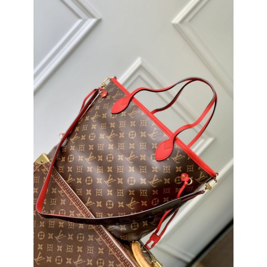 Luxury Replica LV Monogram Inside Out Neverfull MM Shoulder Bag M12708 Red Knockoff Mirror Quality Replica LV Monogram Inside Out Neverfull MM Shoulder Bag M12708 Red Clone