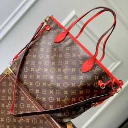 Mirror Quality Replica LV Monogram Inside Out Neverfull MM Shoulder Bag M12708 Red Clone