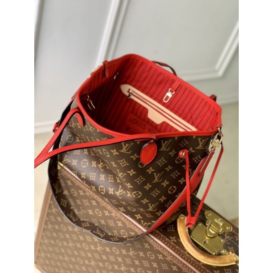 Luxury Replica LV Monogram Inside Out Neverfull MM Shoulder Bag M12708 Red Knockoff Mirror Quality Replica LV Monogram Inside Out Neverfull MM Shoulder Bag M12708 Red Clone