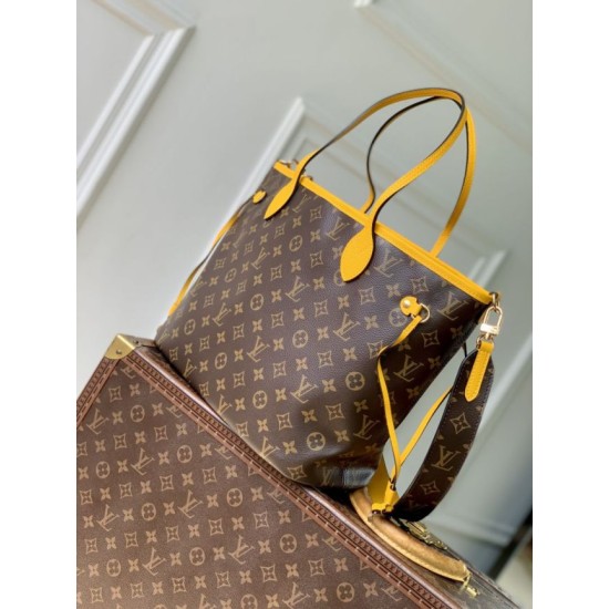 Luxury Replica LV Monogram Inside Out Neverfull MM Shoulder Bag M12708 Yellow Knockoff Mirror Quality Replica LV Monogram Inside Out Neverfull MM Shoulder Bag M12708 Yellow Clone