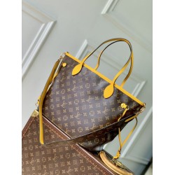 Mirror Quality Replica LV Monogram Inside Out Neverfull MM Shoulder Bag M12708 Yellow Clone