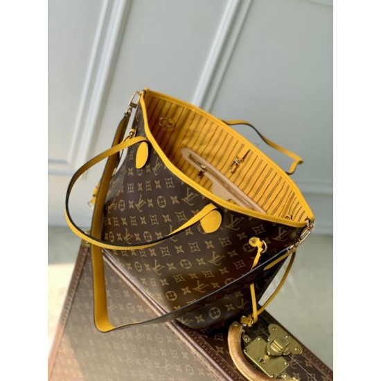 Luxury Replica LV Monogram Inside Out Neverfull MM Shoulder Bag M12708 Yellow Knockoff Mirror Quality Replica LV Monogram Inside Out Neverfull MM Shoulder Bag M12708 Yellow Clone