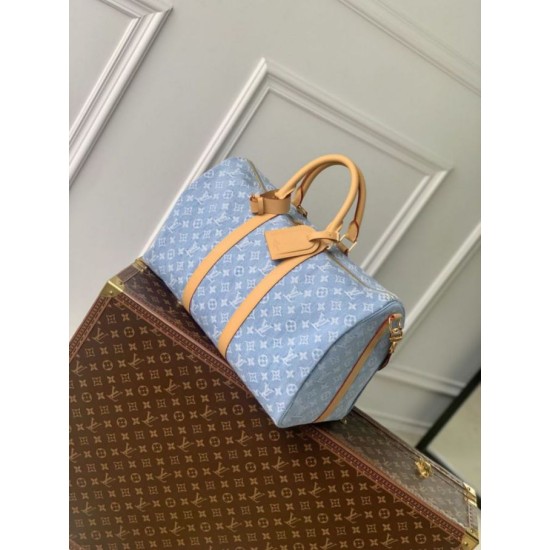 Mirror Quality Replica Louis Vuitton Keepall Bandoulière 45 Bag M25334 Sky Blue Clone
