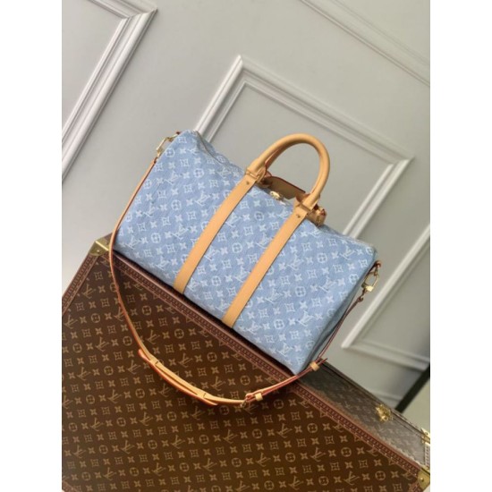 Mirror Quality Replica Louis Vuitton Keepall Bandoulière 45 Bag M25334 Sky Blue Clone