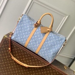 Mirror Quality Replica Louis Vuitton Keepall Bandoulière 45 Bag M25334 Sky Blue Clone