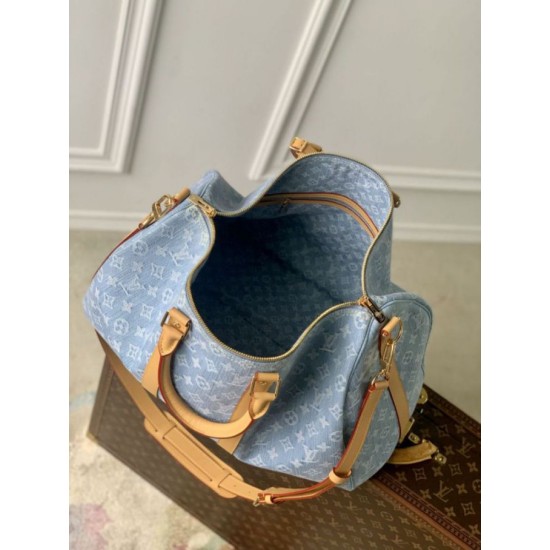 Mirror Quality Replica Louis Vuitton Keepall Bandoulière 45 Bag M25334 Sky Blue Clone