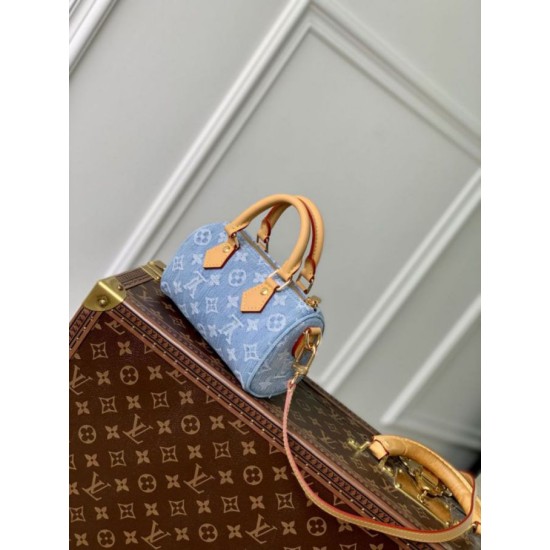 Mirror Quality Replica Louis Vuitton Nano Speedy Denim Bag M11212 Blue Clone