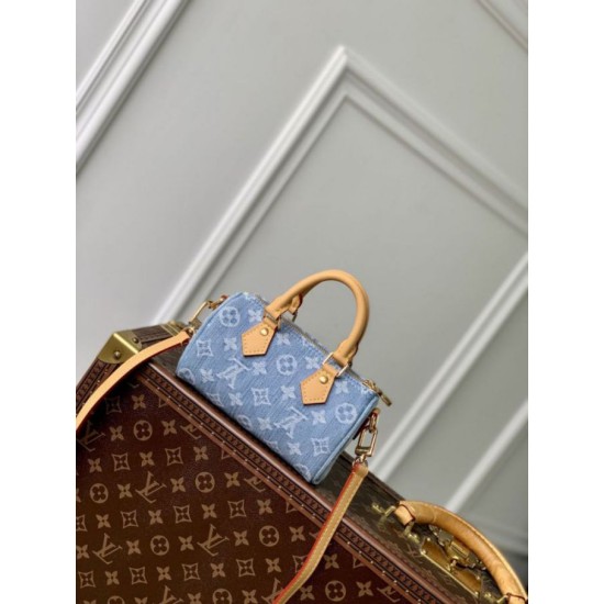 Mirror Quality Replica Louis Vuitton Nano Speedy Denim Bag M11212 Blue Clone