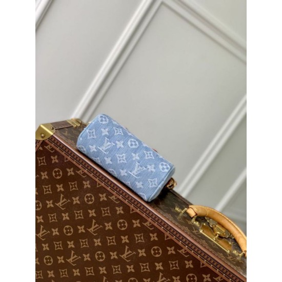 Mirror Quality Replica Louis Vuitton Nano Speedy Denim Bag M11212 Blue Clone