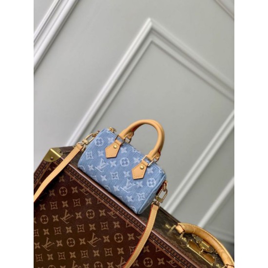 Mirror Quality Replica Louis Vuitton Nano Speedy Denim Bag M11212 Blue Clone