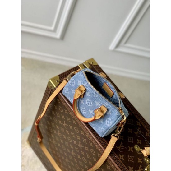 Mirror Quality Replica Louis Vuitton Nano Speedy Denim Bag M11212 Blue Clone