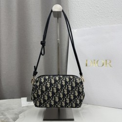 Mirror Quality Replica Dior Bow Pochette Dior Oblique Jacquard Blue Clone