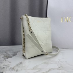 Mirror Quality Replica Dior Trianon bag with flat macrocannage lambskin chain in white Clone