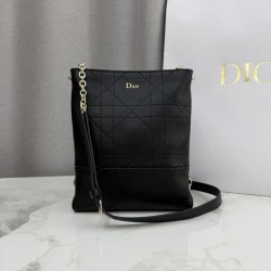 Mirror Quality Replica Dior Trianon bag with flat macrocannage lambskin chain in black Clone