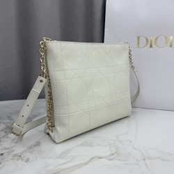 Mirror Quality Replica Dior Trianon bags with flat macrocannage chain in white Clone